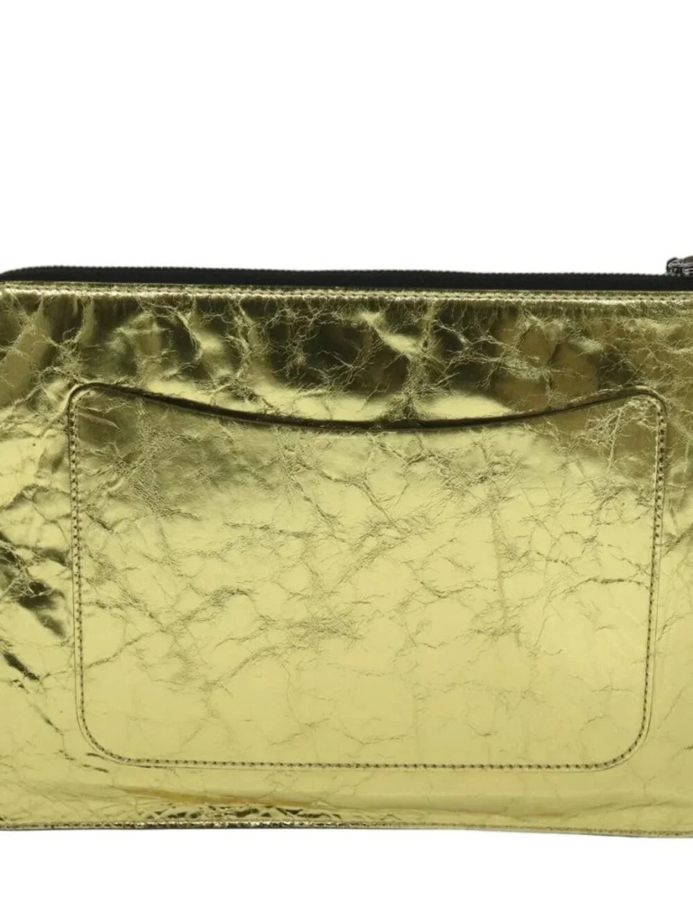 CHANEL Clutch Bag Metallic Leather Gold A82164 CC Auth 38172SAV
